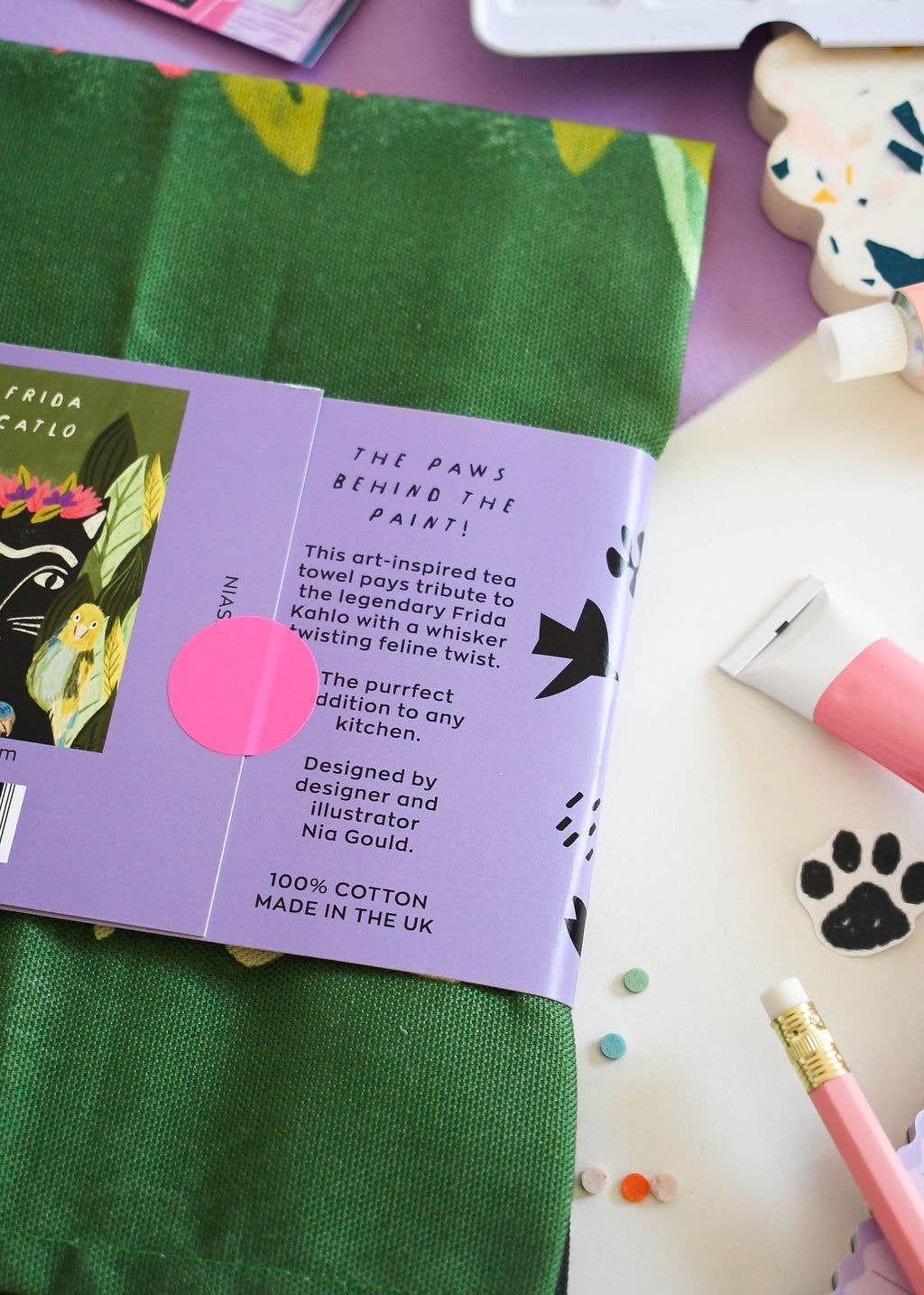 Frida Catlo Cat Tea Towel
