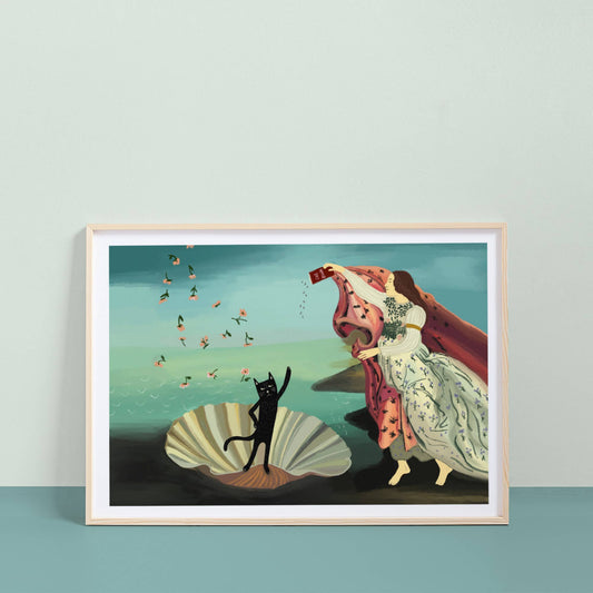The Birth of Cat Venus Art Print