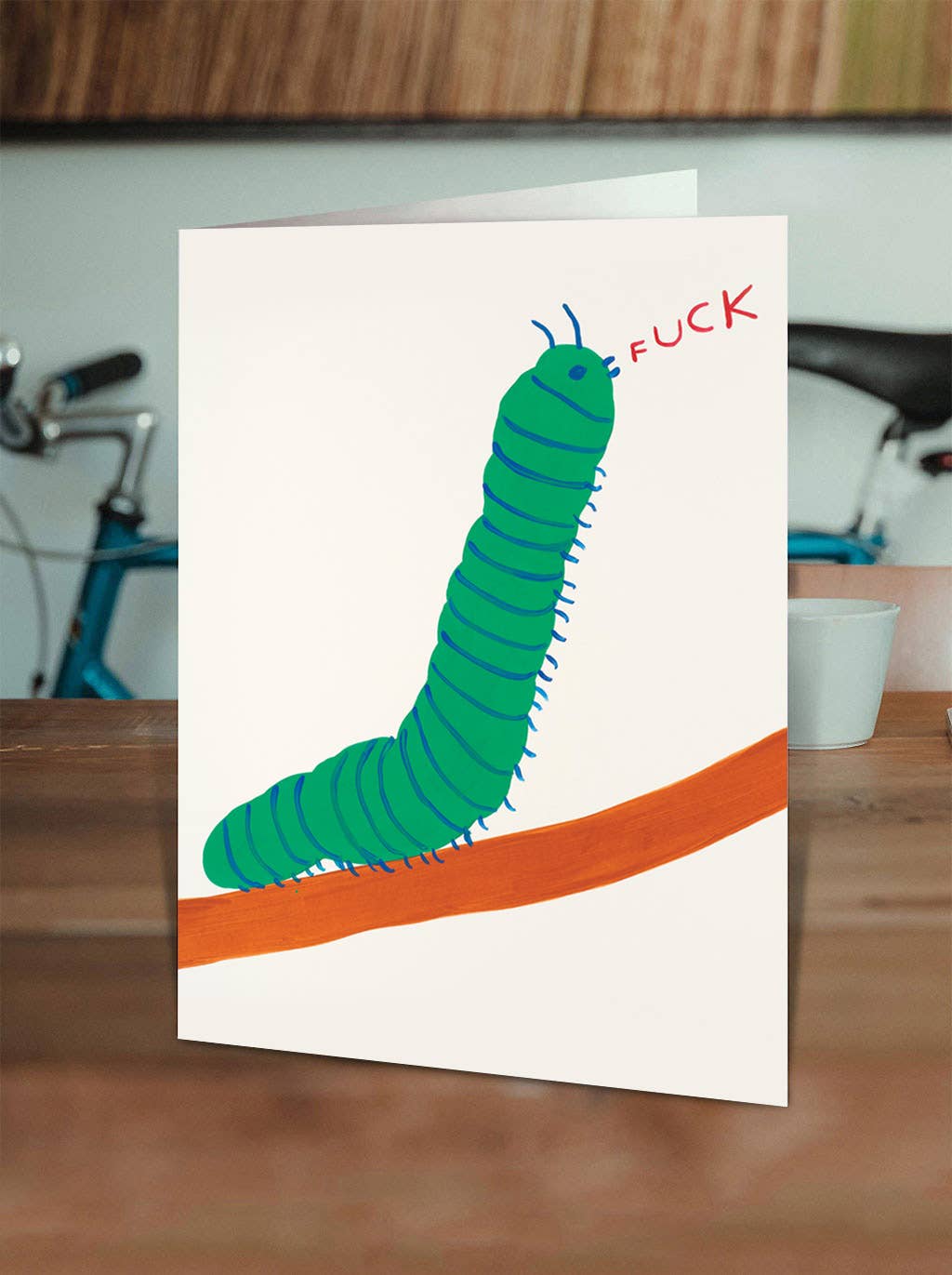 Caterpillar Fuck Greeting Card by David Shrigley