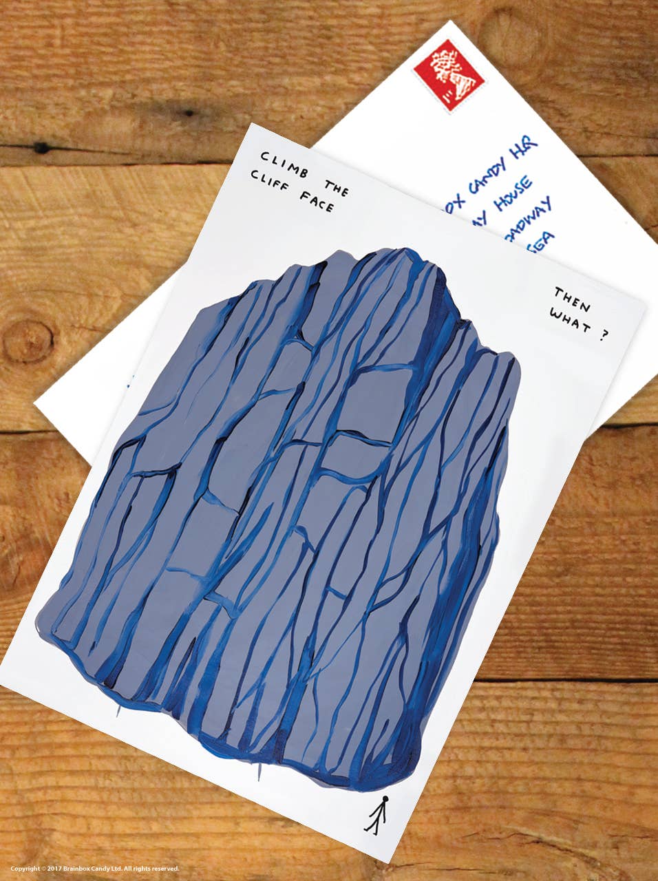 Climb The Cliff A6 Art Postcard By David Shrigley