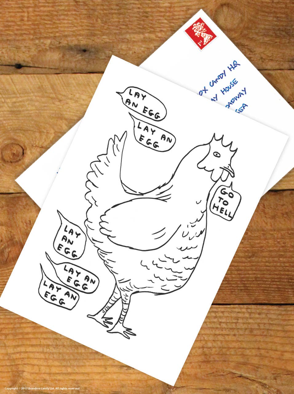 Lay An Egg - A6 Art Postcard By David Shrigley