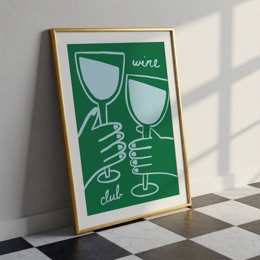 Wine Club Dark Green Print