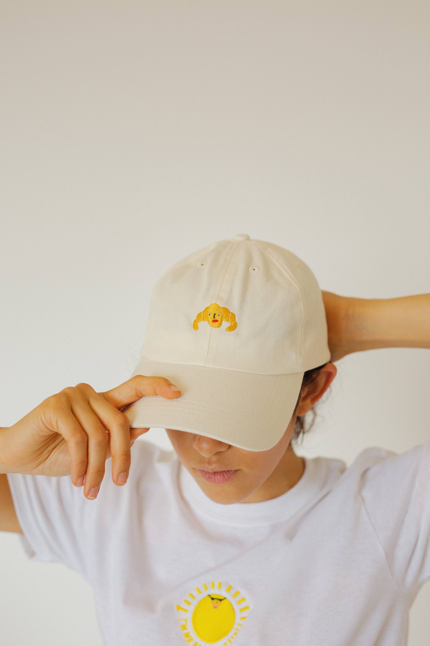Cross Croissant Embroidered Cap