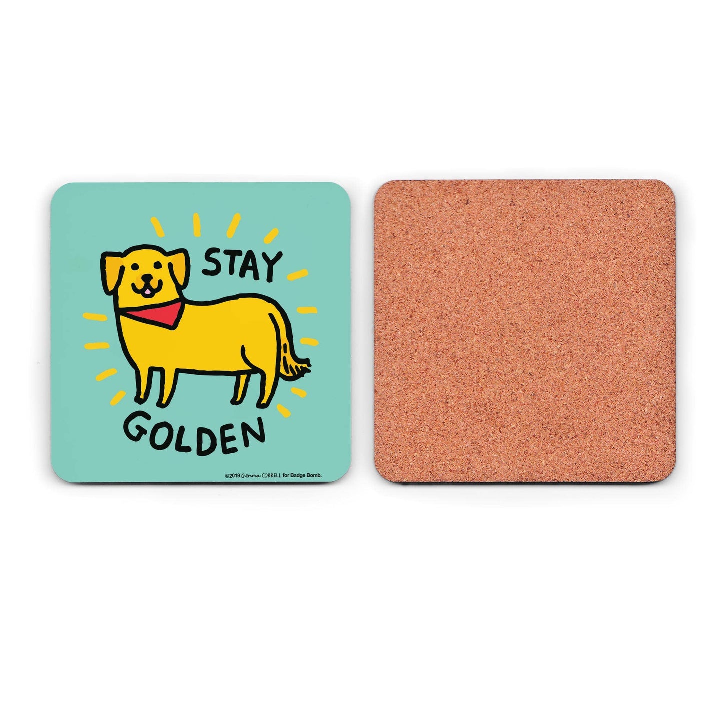 Gemma Correll - Stay Golden Dog Coaster