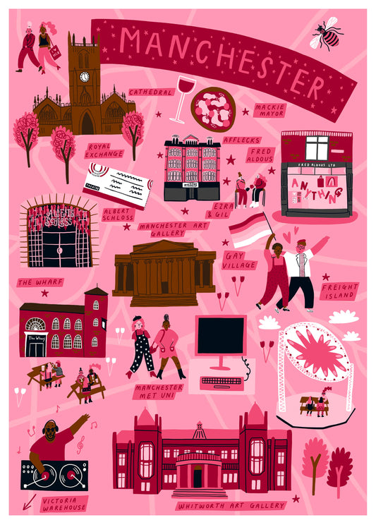 Manchester Illustrated Map Print