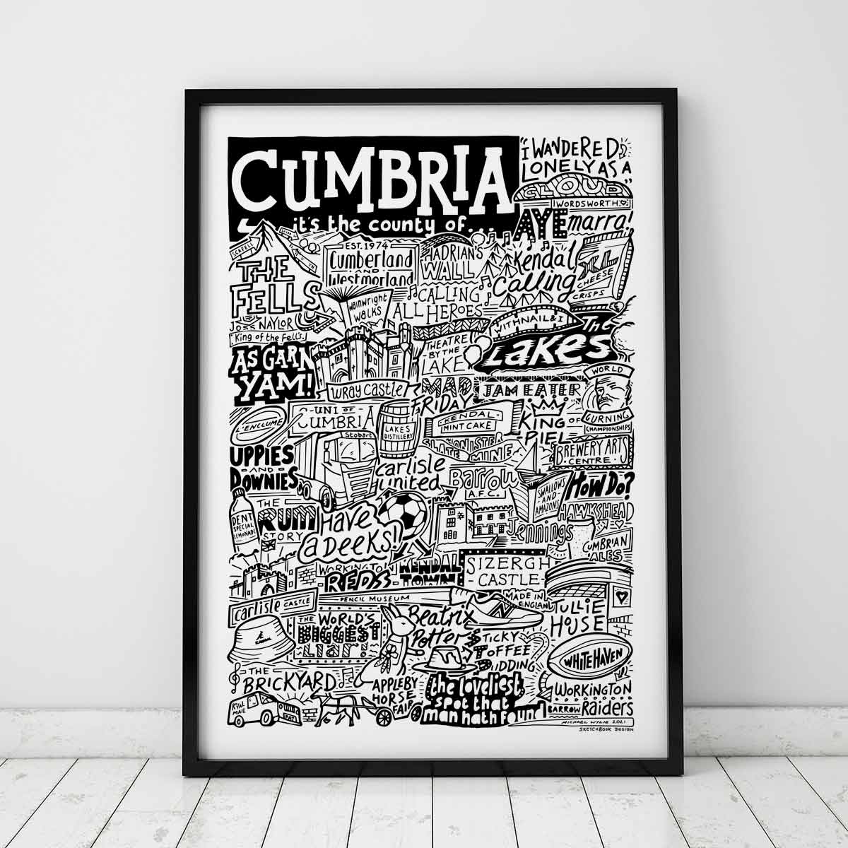 Cumbria Landmarks Art Print