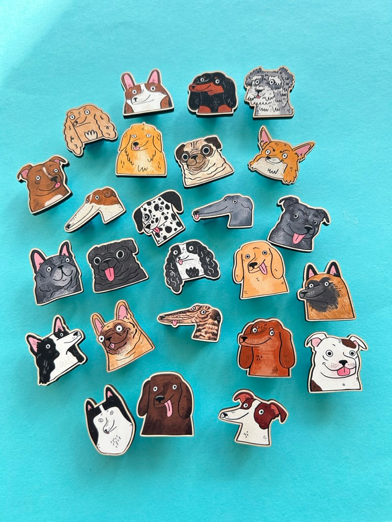 Wooden Dog Pins by Fernandes Makes