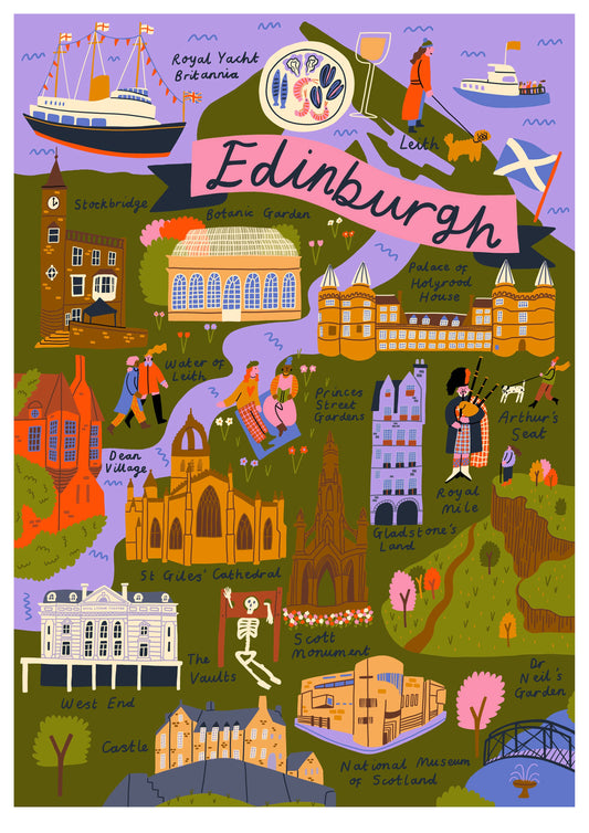 Edinburgh Illustrated Map Print