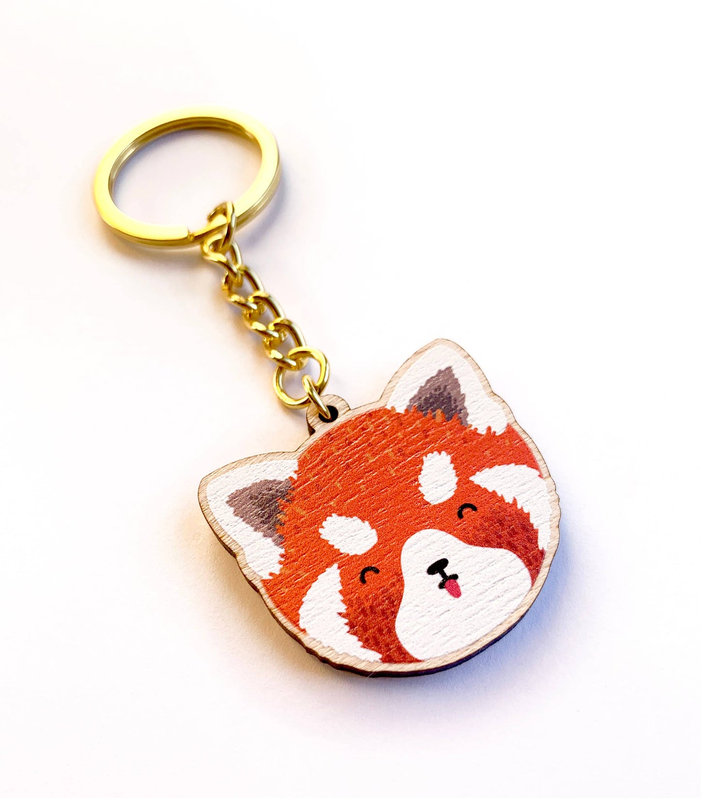 Cheeky Red Panda Wooden Key Ring