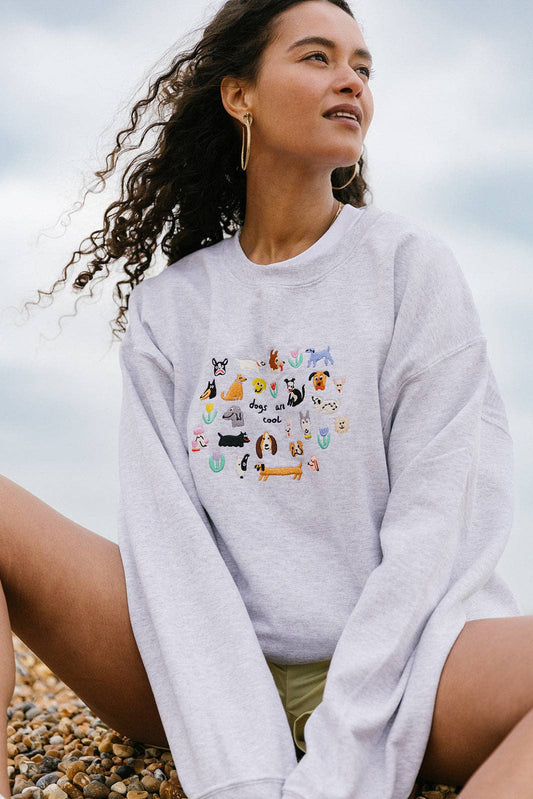 Dogs Are Cool Embroidered Sweatshirt