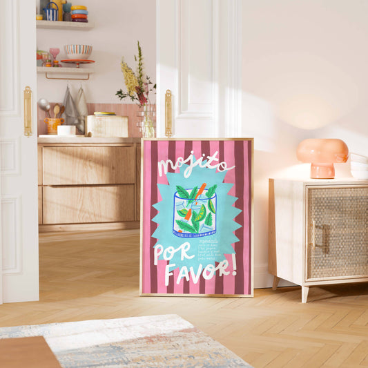 Mojito Cocktail Colourful Art Print | Cocktail Recipe