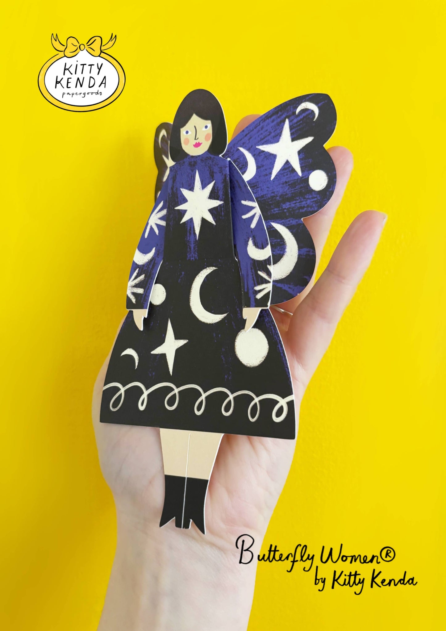 Cosmic - Butterfly Woman Sitting Greeting Card