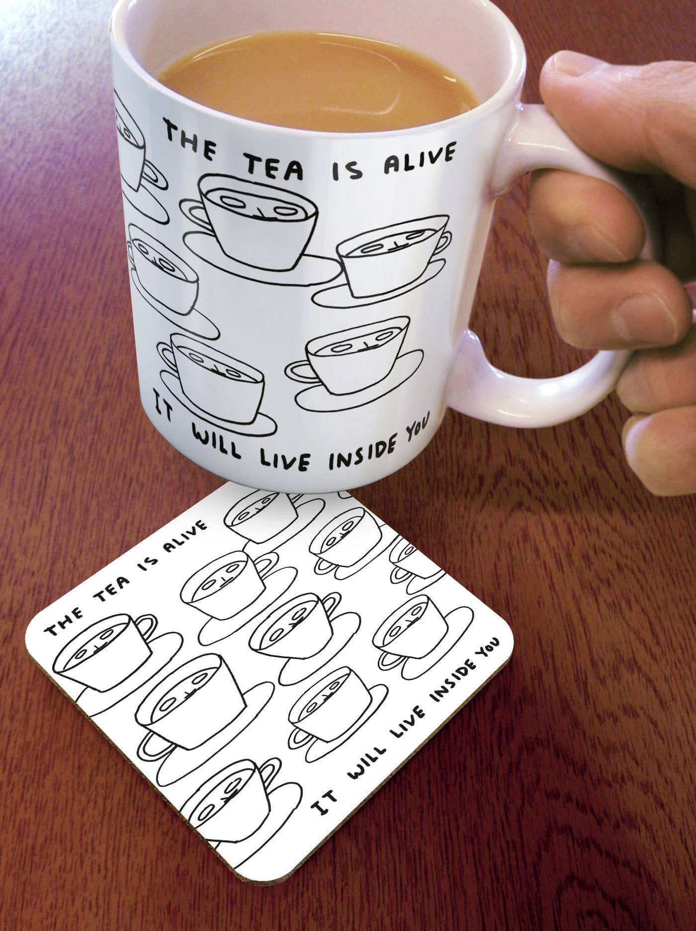 The Tea Is Alive - David Shrigley Coaster