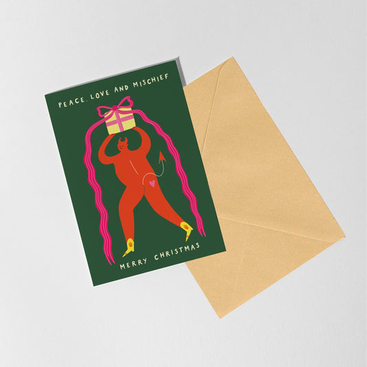 Peace, Love and Mischief Christmas Card | Festive Card