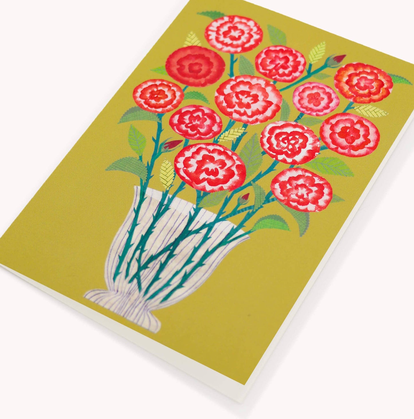 A Dozen Red Roses on Yellow, Valentines Card.