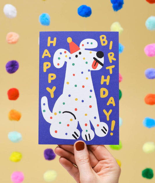 Happy Birthday Spotty Dog Greeting Card