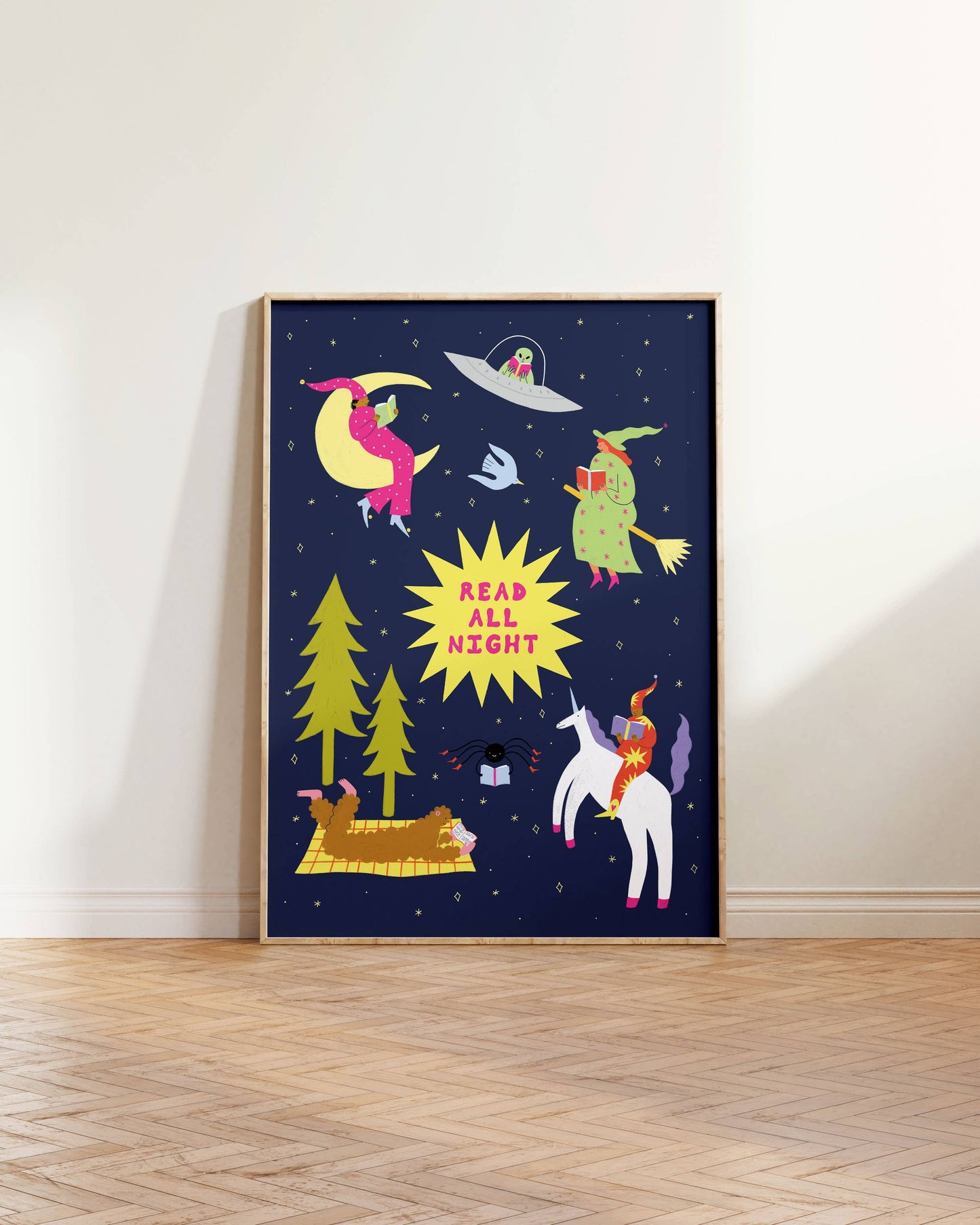 Read All Night Art Print