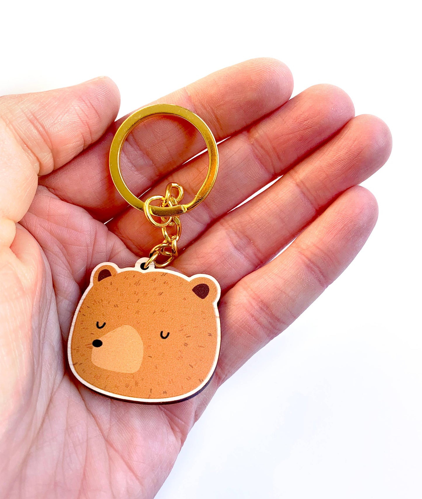 Brown Bear Wooden Key Ring