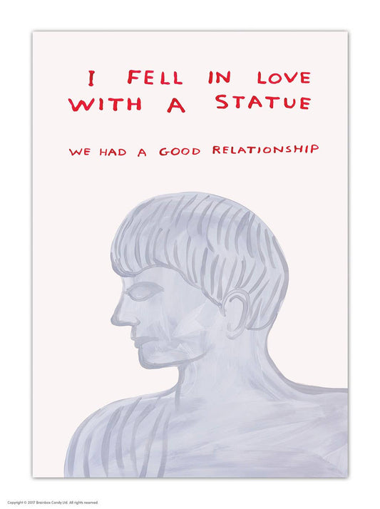 In Love With A Statue - A6 Art Postcard By David Shrigley