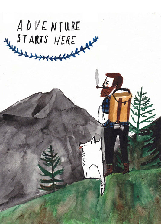 Adventure Starts Here Postcard by Dick Vincent DV11