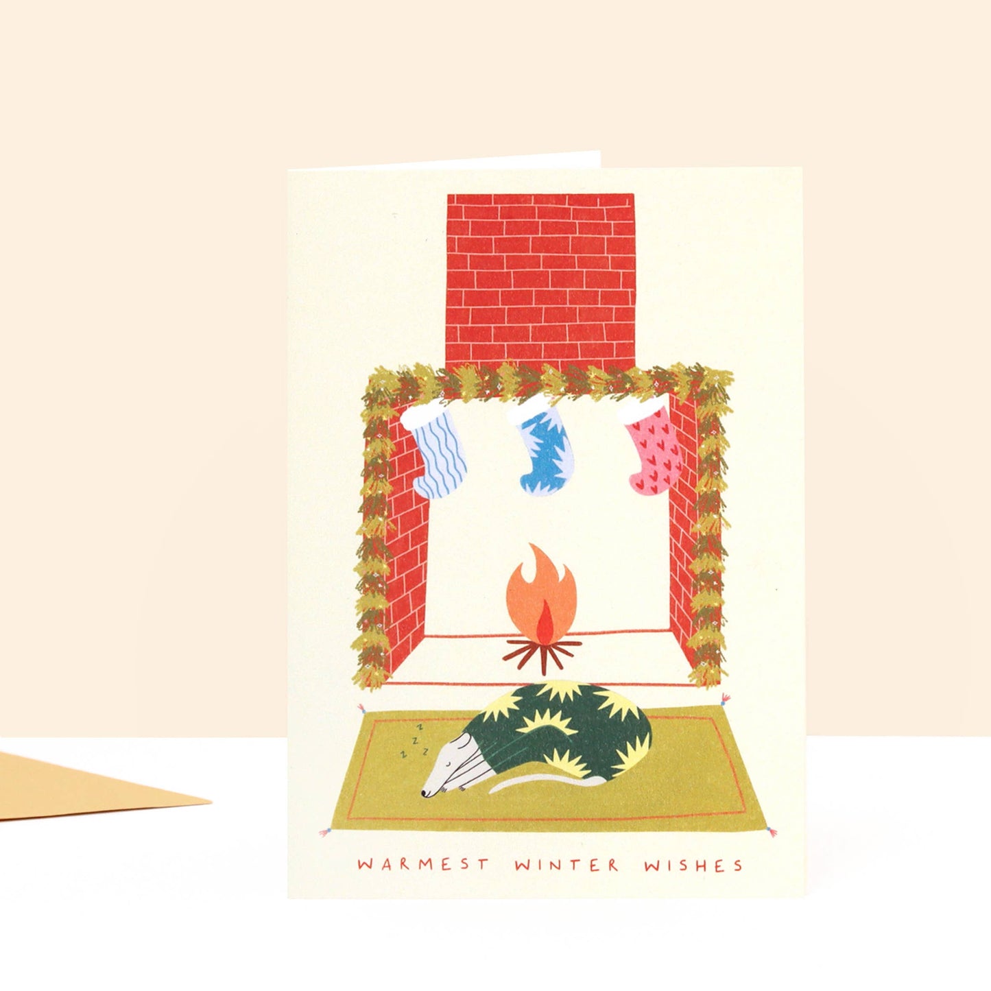 Winter Wishes Christmas Card | Whippet Card | Cosy Card