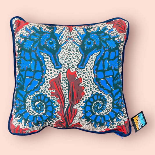 Seahorse Cushion Cover - Pink/Blue