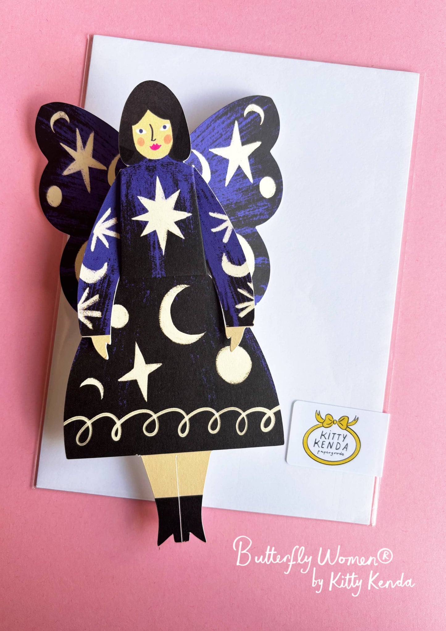 Cosmic - Butterfly Woman Sitting Greeting Card