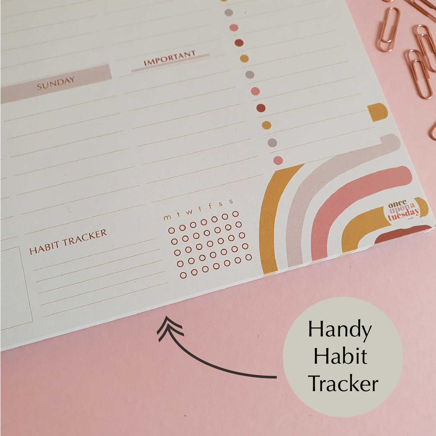 Weekly Planner Pad with Habit Tracker | Abstract Rainbow