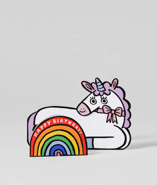 Unicorn With Mini Card / Greeting Card