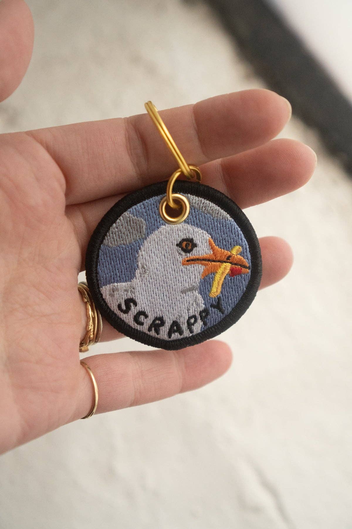 Scrappy Seagull - Embroidered Keychain