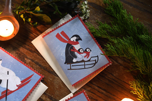 Penguin Family Shaped Christmas Card