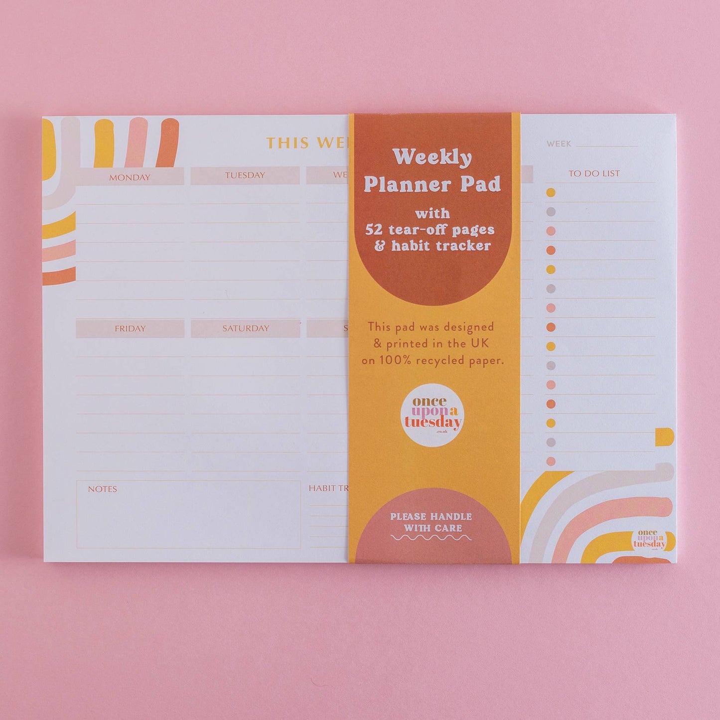 Weekly Planner Pad with Habit Tracker | Abstract Rainbow