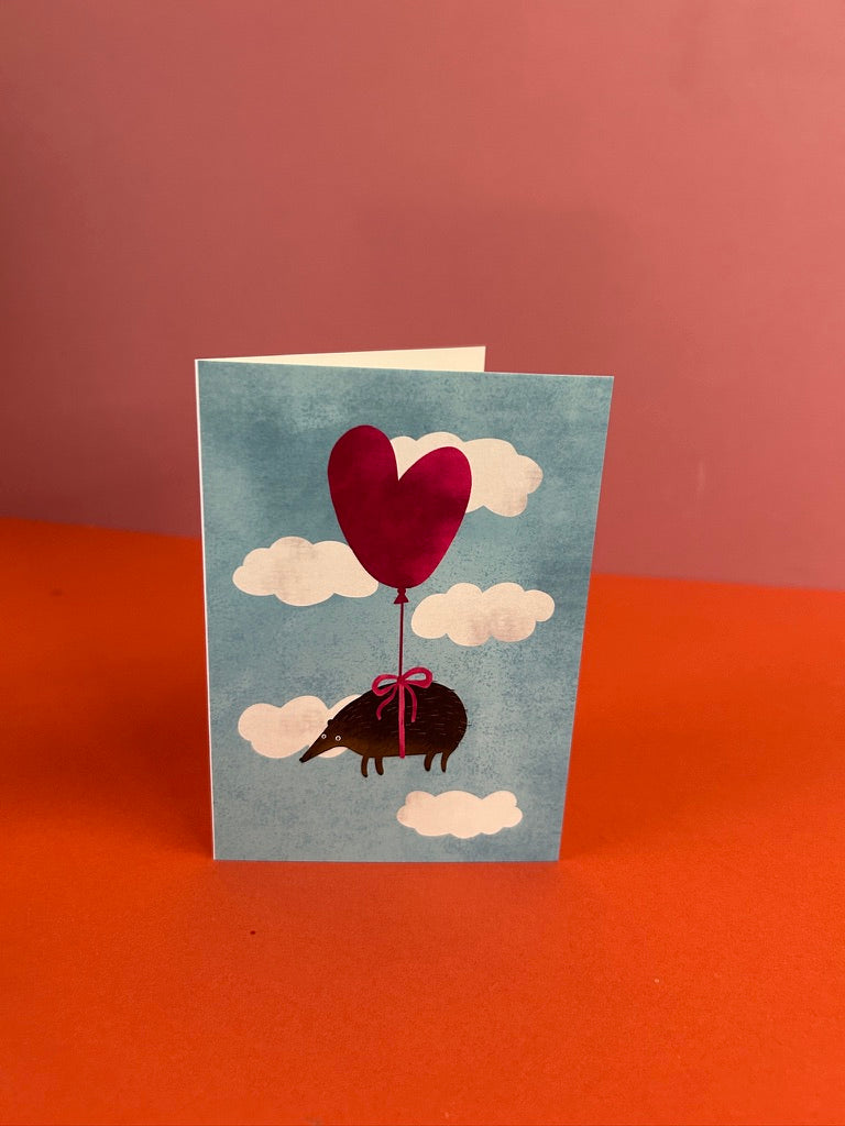 Hedgehog Floating in the Clouds Greeting Card