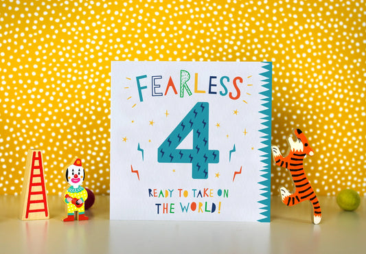 Fearless Four Birthday Card by Dotty Black