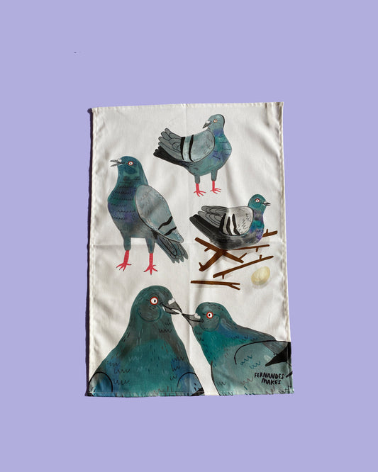 Pigeon Tea Towel by Fernandes Makes