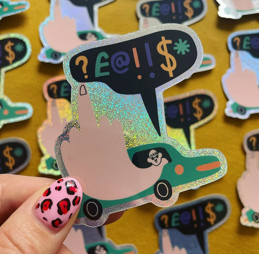 Road Rage GLITTER STICKER by Ellastrated