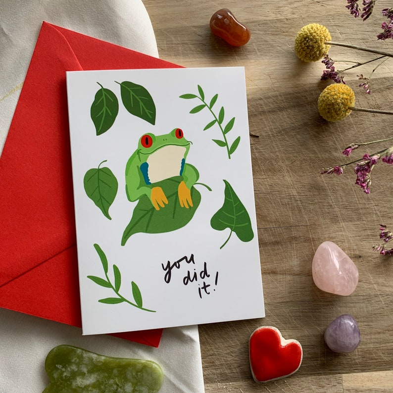 You Did It! Happy Tree Frog Card