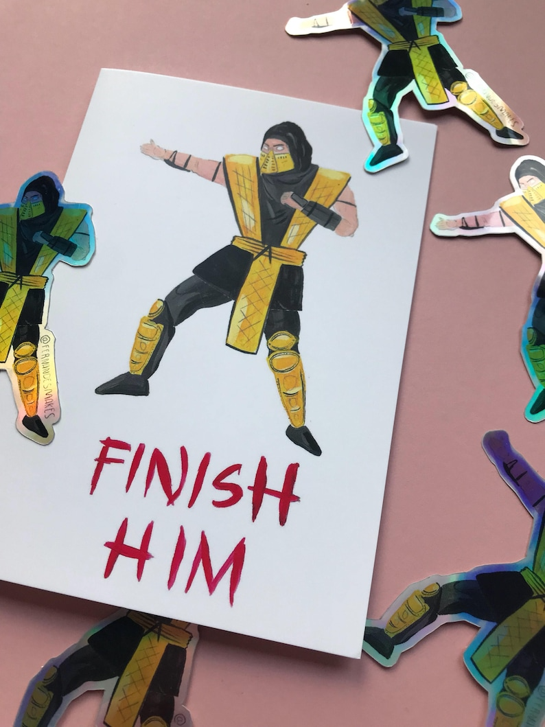 Finish Him - Mortal Kombat Scorpion Greeting Card