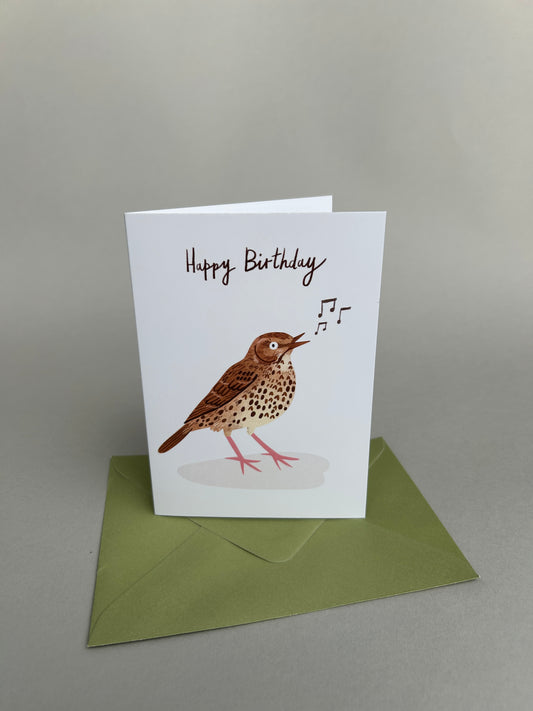 Happy Birthday Song Thrush Greeting Card
