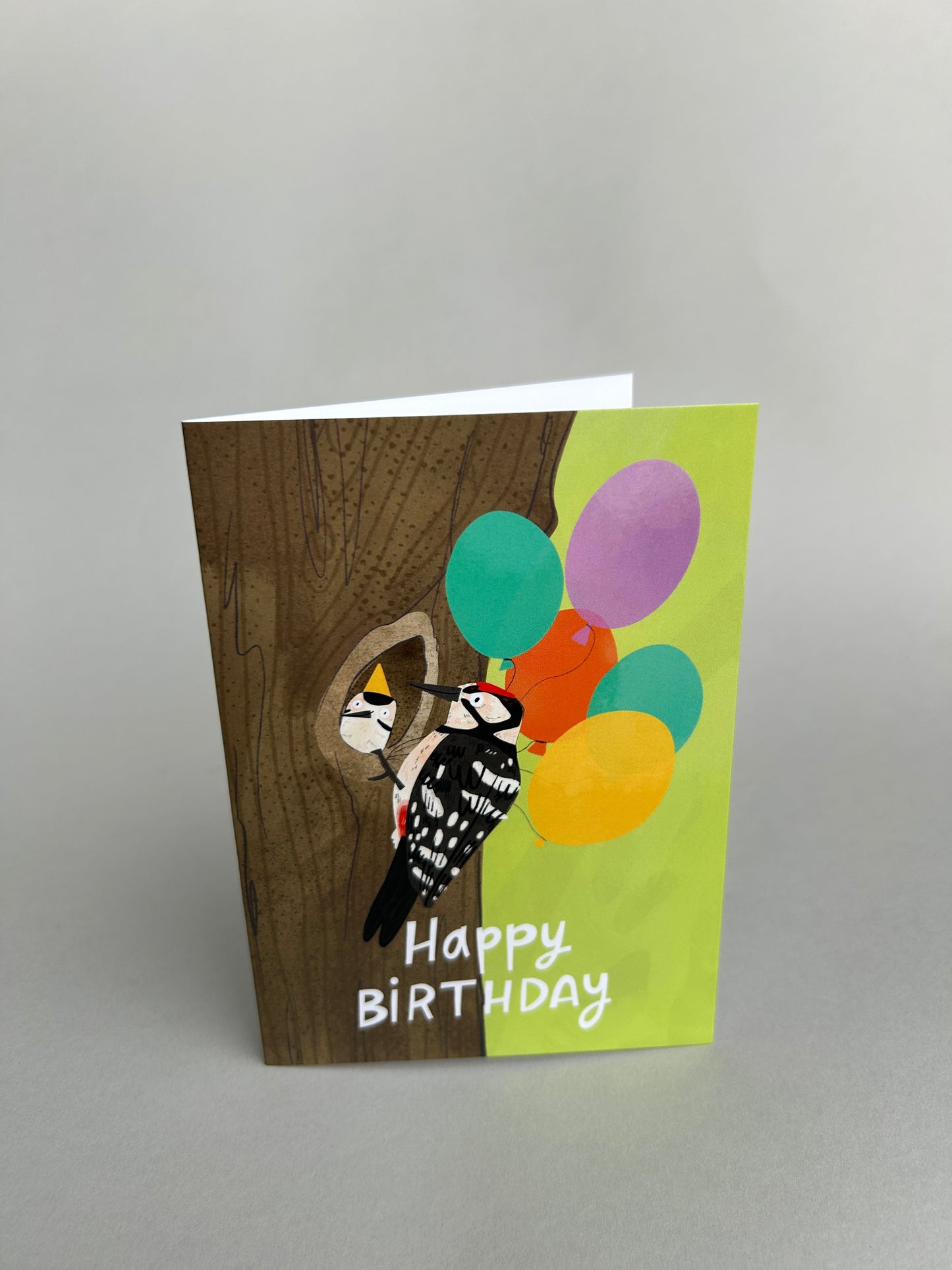 Happy Birthday Woodpecker Greeting Card by Fernandes Makes