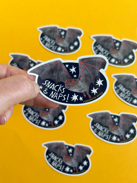 Snacks & Naps Bat Vinyl Sticker