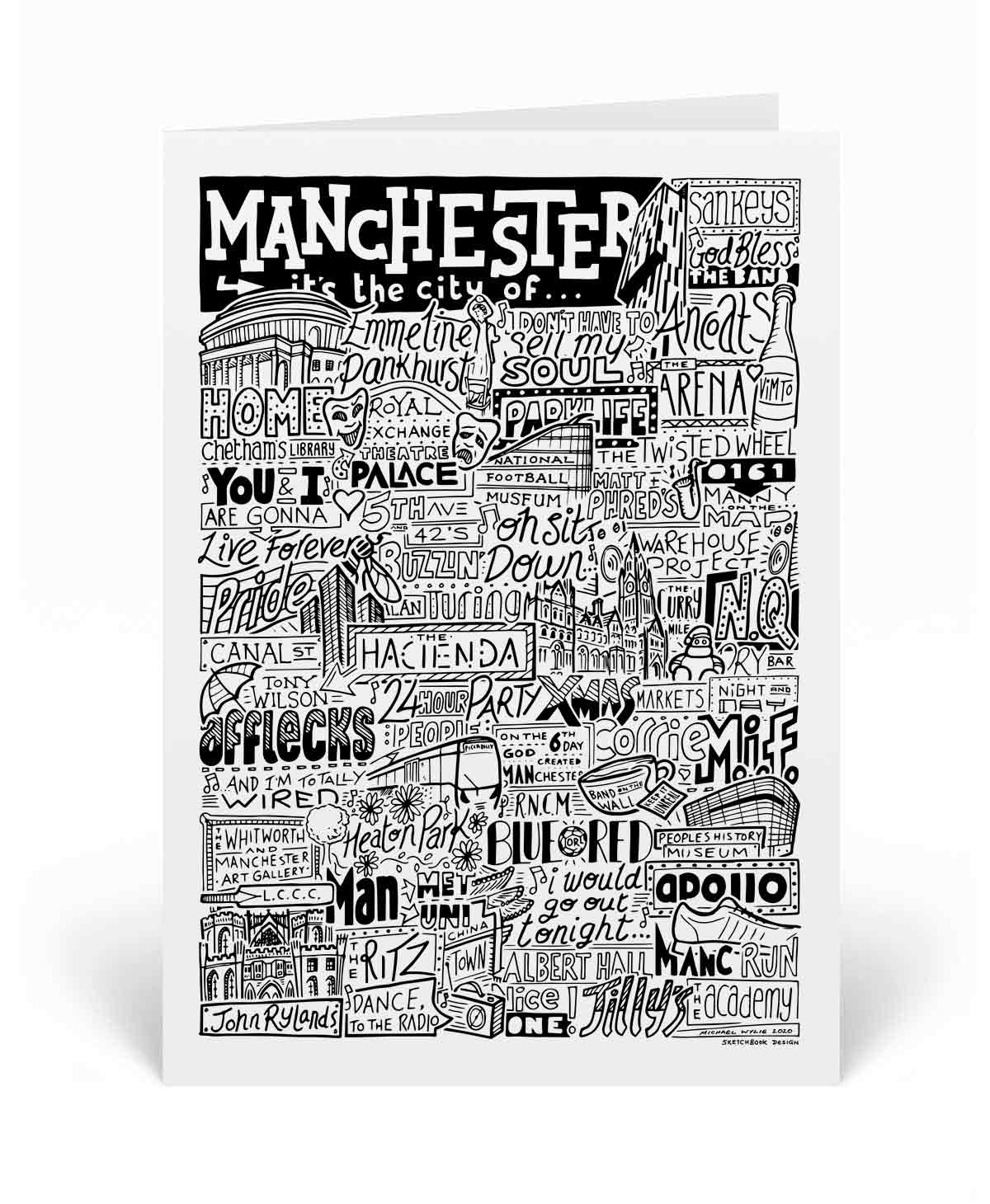 Manchester Landmarks Greeting Card By Sketchbook Design