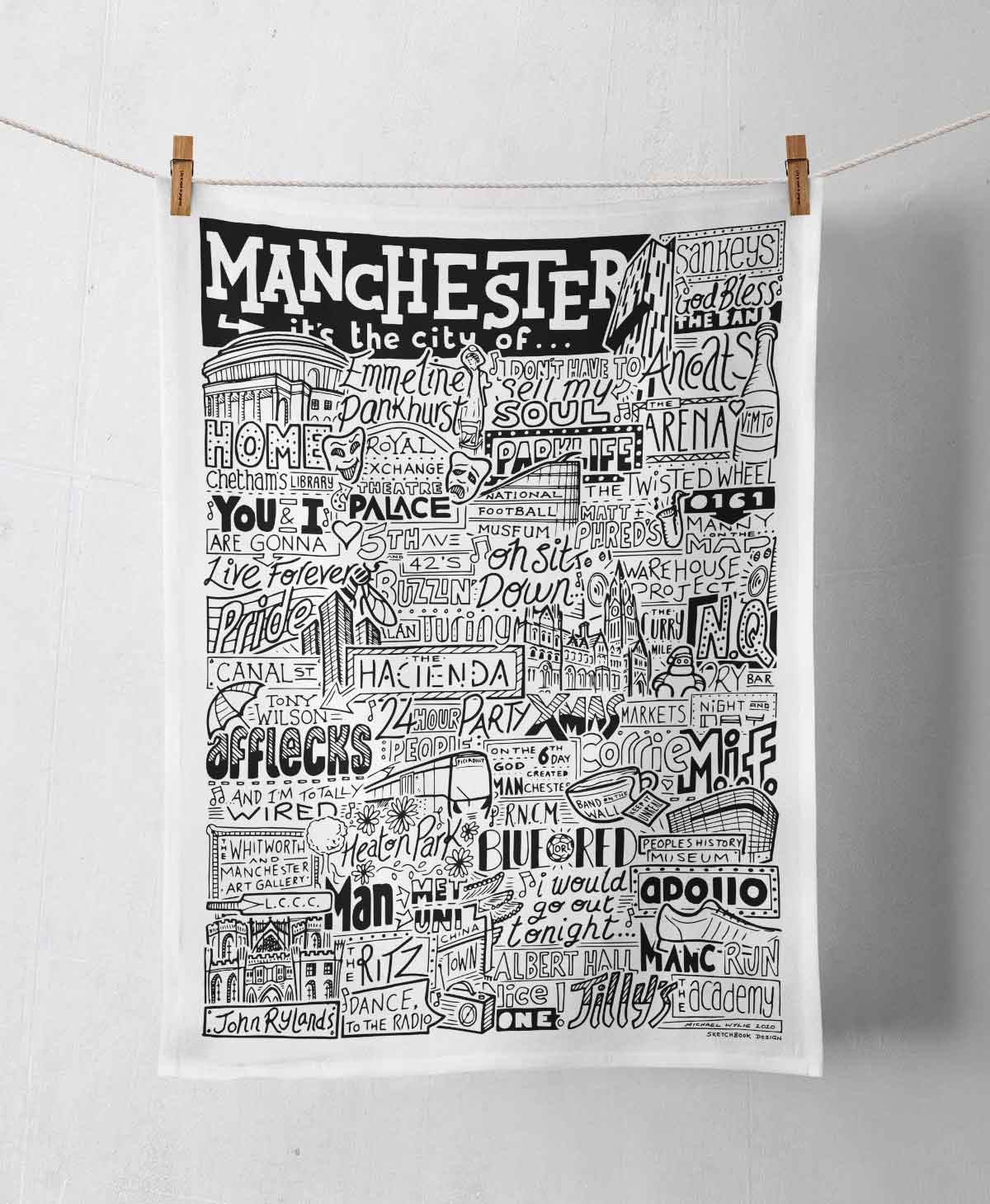 Manchester Landmarks Tea Towel By Sketchbook Design