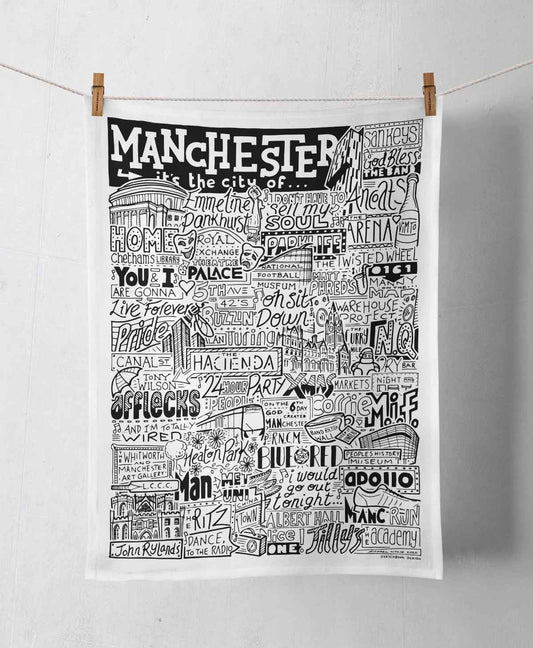 Manchester Landmarks Tea Towel By Sketchbook Design