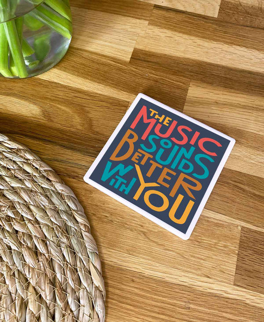 Music Lyric Ceramic Coaster by Sketchbook Design