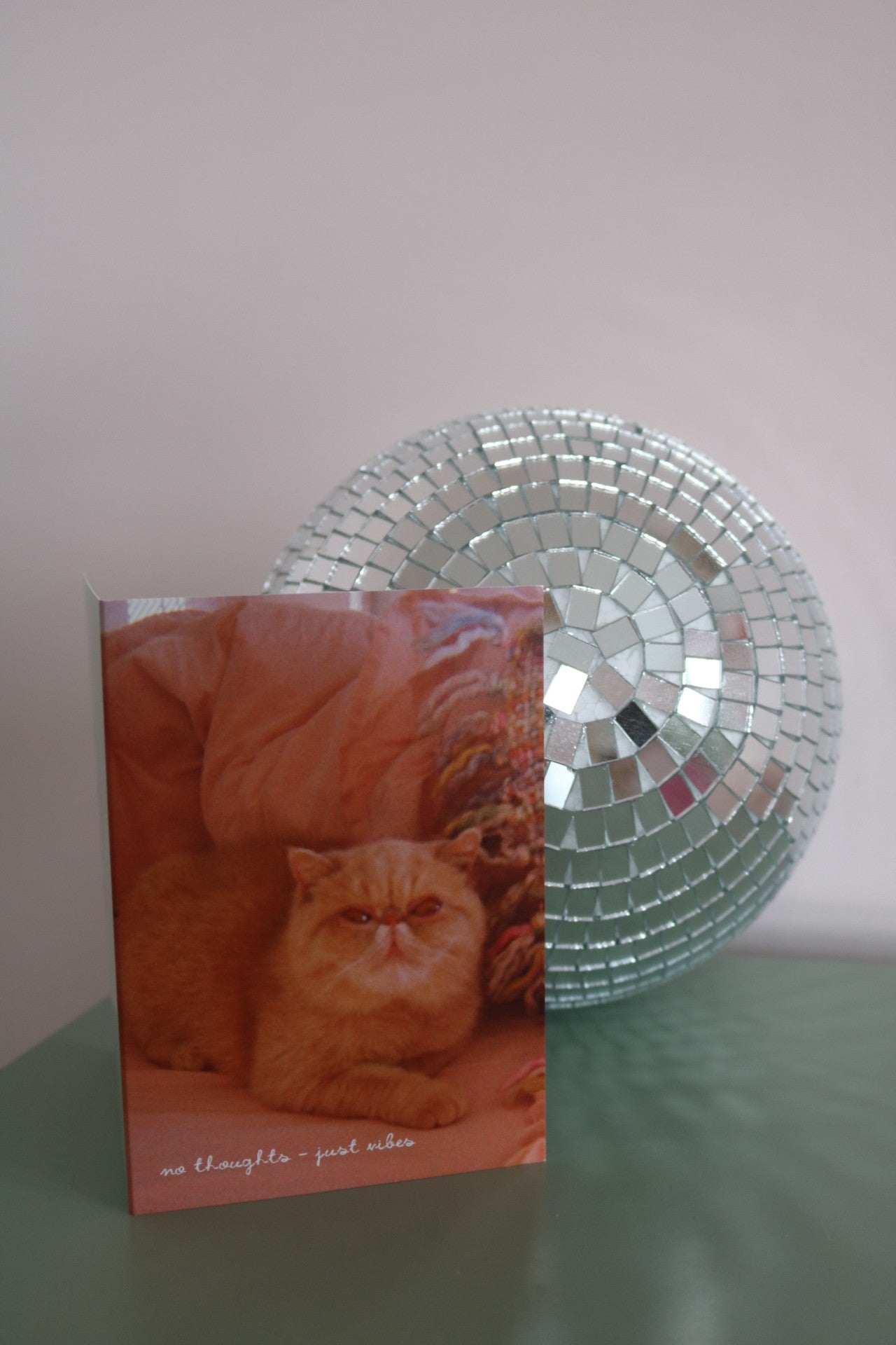 No Thoughts Just Vibes Cat Greeting Card