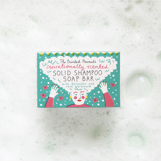 Solid Shampoo Lavender & Rose Geranium Soap Bar by The Printed Peanut