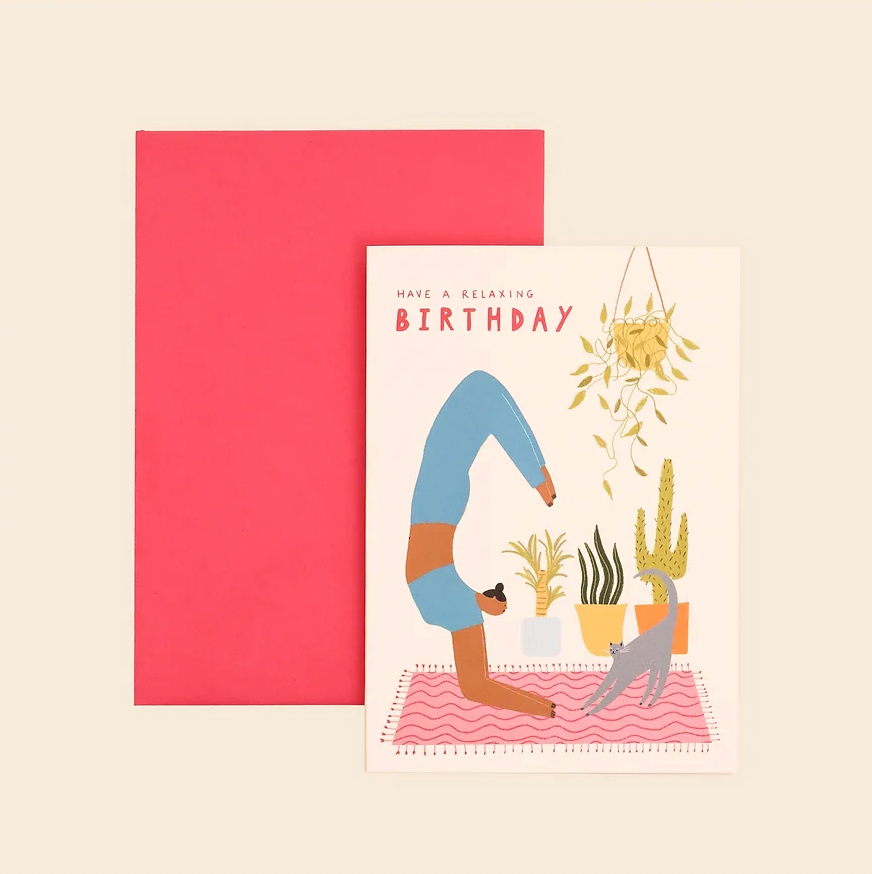 Yoga Birthday Card by Little Black Cat