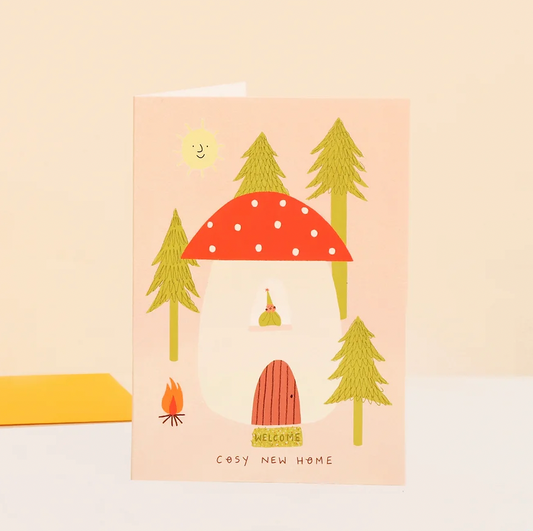 Toadstool Cosy New Home Card by Little Black Cat