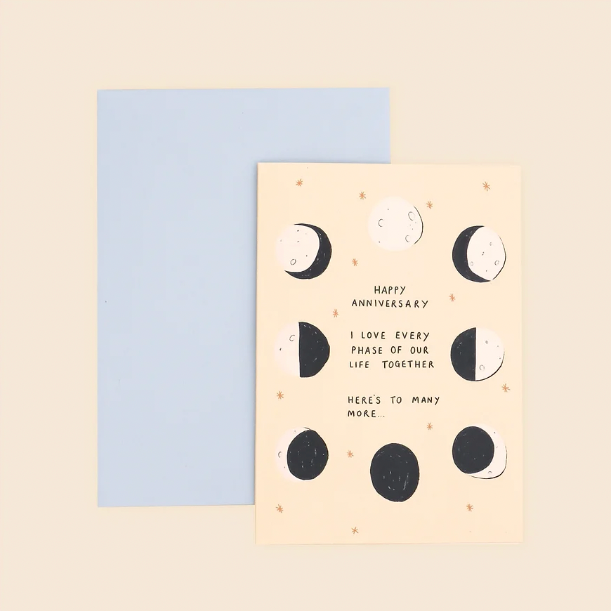 Moon Phase Anniversary Card by Little Black Cat